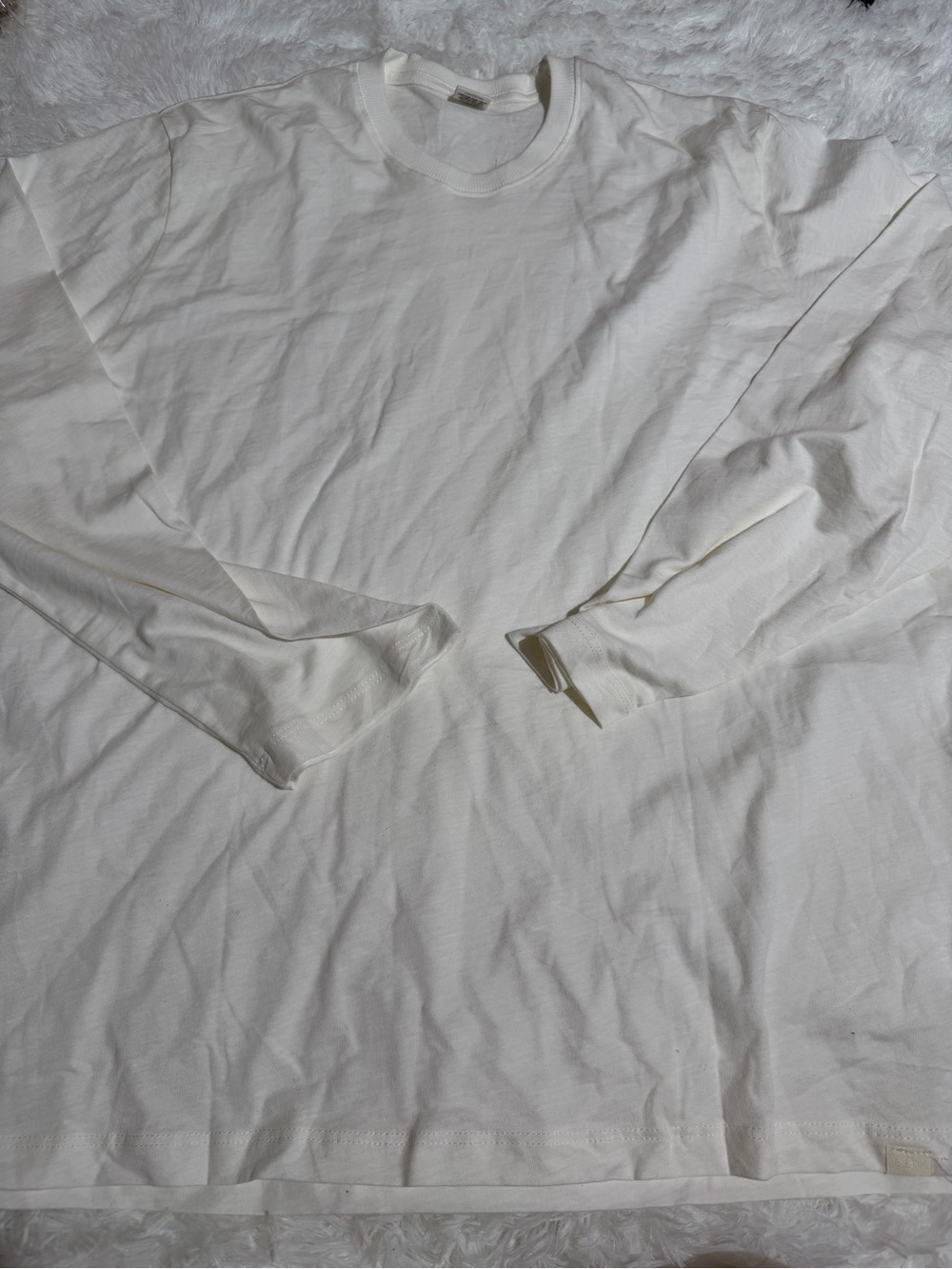 SET Active XL Classic White Long-Sleeve Crewneck Shirt Plain White Tops Basic